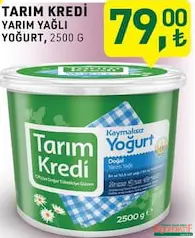 TARIM KREDİ YARIM YAĞLI YOĞURT 2500 G fiyat ve kampanya bilgisi